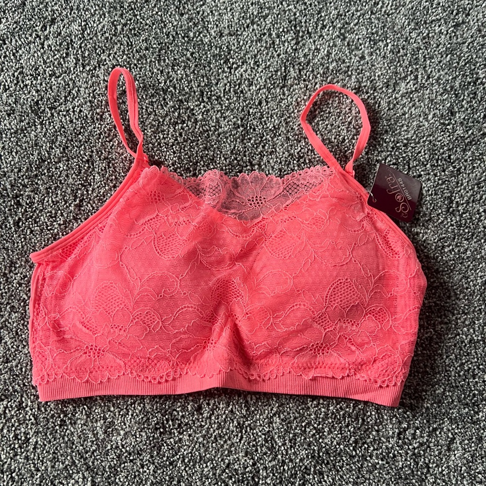 Sofra Coral Lace Bralette Camisole
